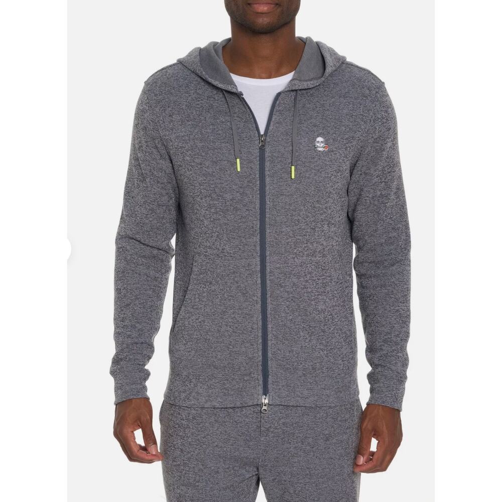 Robert Graham Men's Atom Long Sleeve Knit Classic Fit Hoodie Grey Men XXL 2XL
